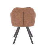 LumiSource Clubhouse Pleated Chair - Set of 2 - BROWN - Rear