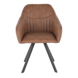 LumiSource Clubhouse Pleated Chair - Set of 2 - BROWN - Front