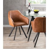 LumiSource Clubhouse Pleated Chair - Set of 2 - BROWN - Lifestyle