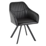 LumiSource Clubhouse Pleated Chair - Set of 2 - BLACK - Perspective
