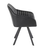 LumiSource Clubhouse Pleated Chair - Set of 2 - BLACK - Side