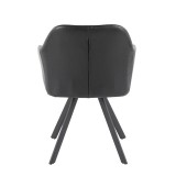 LumiSource Clubhouse Pleated Chair - Set of 2 - BLACK - Rear
