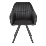 LumiSource Clubhouse Pleated Chair - Set of 2 - BLACK - Front
