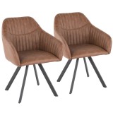 LumiSource Clubhouse Pleated Chair - Set of 2 - BROWN 