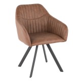 LumiSource Clubhouse Pleated Chair - Set of 2 - BROWN - Perspective