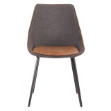 LumiSource Marche Two-Tone Chair - Set of 2 - Brown in Grey Fabric - Front
