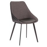 LumiSource Marche Two-Tone Chair - Set of 2 - Black in Grey Fabric - Perspective