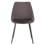 LumiSource Marche Two-Tone Chair - Set of 2 - Black in Grey Fabric - Front