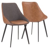 LumiSource Marche Two-Tone Chair - Set of 2 - Brown in Grey Fabric 