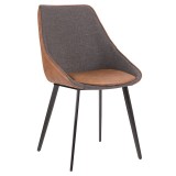 LumiSource Marche Two-Tone Chair - Set of 2 - Brown in Grey Fabric - Perspective