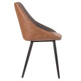 LumiSource Marche Two-Tone Chair - Set of 2 - Brown in Grey Fabric - Side