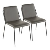 LumiSource Stefani Chair - Set of 2 - CHARCOAL 