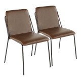 LumiSource Stefani Chair - Set of 2 - BROWN 