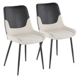 LumiSource Wayne Two-Tone Chair - Set of 2 - Cream + Black 