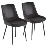 LumiSource Wayne Two-Tone Chair - Set of 2 - Grey + Black 