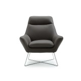 Daiana Chair Dark Gray Top Grain Italian Leather And Stainless Steel Legs - Front