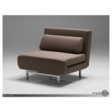 Iso Single Sleeper Swivel Chair-Bed Bark Tweed with Silver Powder Coated Steel