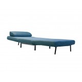 Iso Single Sleeper Swivel Chair-Bed Peacock Tweed with Silver Powder Coated Steel - Folded to Bed Mode