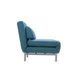 Iso Single Sleeper Swivel Chair-Bed Peacock Tweed with Silver Powder Coated Steel - Side
