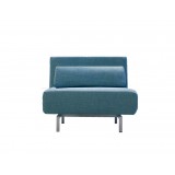 Iso Single Sleeper Swivel Chair-Bed Peacock Tweed with Silver Powder Coated Steel - Front
