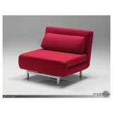 Iso Single Sleeper Swivel Chair-Bed Red Tweed with Silver Powder Coated Steel - Side