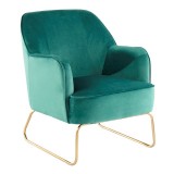LumiSource Daniella Sleigh Accent Chair - GREEN - Perspective