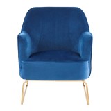 LumiSource Daniella Sleigh Accent Chair - BLUE - Front