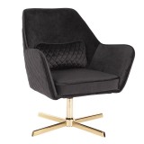 LumiSource Diana Lounge Chair - Black in Gold Metal Base - Perspective