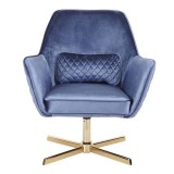 LumiSource Diana Lounge Chair - Blue in Gold Metal Base - Front
