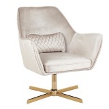 LumiSource Diana Lounge Chair - Champaign in Gold Metal Base - 
