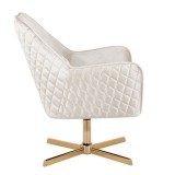 LumiSource Diana Lounge Chair - Champaign in Gold Metal Base - Side