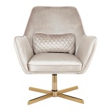 LumiSource Diana Lounge Chair - Champaign in Gold Metal Base - Front