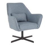 LumiSource Diana Lounge Chair - Blue in Black Metal Base - Perspective