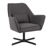LumiSource Diana Lounge Chair - Charcoal in Black Metal Base - Perspective