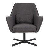 LumiSource Diana Lounge Chair - Charcoal in Black Metal Base - Front