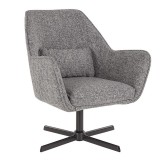 LumiSource Diana Lounge Chair - Grey in Black Metal Base - Perspective