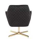 LumiSource Diana Lounge Chair - Black in Gold Metal Base - Rear