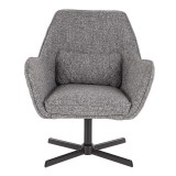 LumiSource Diana Lounge Chair - Grey in Black Metal Base - Front