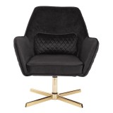 LumiSource Diana Lounge Chair - Black in Gold Metal Base - Front