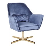 LumiSource Diana Lounge Chair - Blue in Gold Metal Base - Perspective