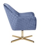 LumiSource Diana Lounge Chair - Blue in Gold Metal Base - Side