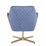 LumiSource Diana Lounge Chair - Blue in Gold Metal Base - Rear