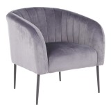LumiSource Renee Accent Chair - GREY VELVET - Perspective