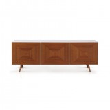 City Sideboard In White HG - Walnut Doors