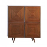 City Cabinet in White HG - Walnut Doors - White BG