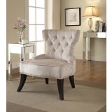 Colton Button Tufted Chair - White Actual