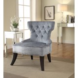 Colton Button Tufted Chair - Blue Actual