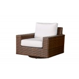 Contempo Swivel Glider Lounge Chair in Aged Walnut Wicker Finish - Angled