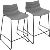 Lumisource Arrow Counter Stool in Black Metal & Grey Poly - Set of 2