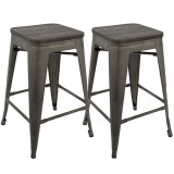LumiSource Oregon Counter Stool - Set of 2 - ANTIQUE; ESPRESSO